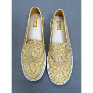 Keds Double Decker Summer Yellow Ditsy Floral Slip On Sneakers Flat Softerra 6.5